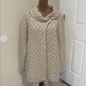 Elegant Chevron Patterned Tan Teddy Jacket